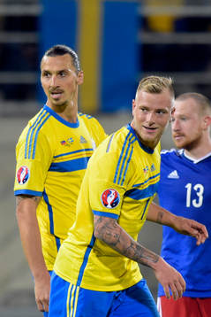 Sveriges Zlatan Ibrahimovic och John Guidetti