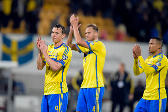 Sveriges Kim Källström, Andreas Granqvist och Martin