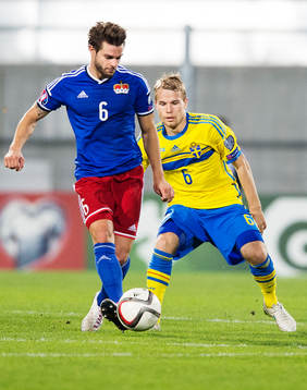 Liechtensteins Andreas Christen och Sveriges Oscar Lewicki