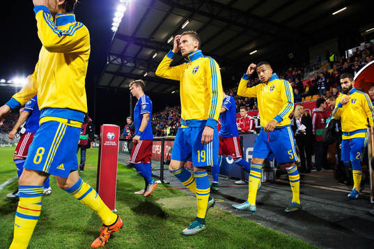 Sveriges Marcus Berg, Martin Olsson och Jimmy Durmaz gör