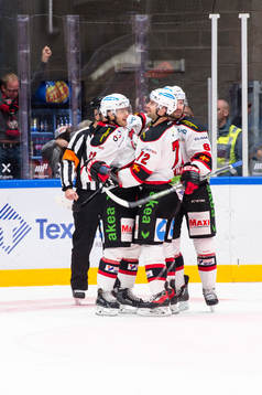 Malmö Redhawks Björn Svensson har gjort 7-3 och jublar