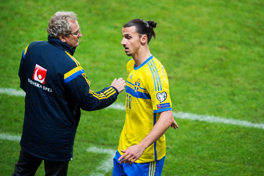 Sveriges förbundskapten Erik Hamrén och Zlatan Ibrahimovic