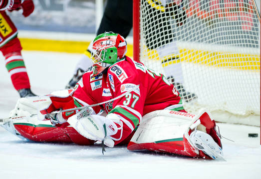 Modos målvakt Adam Reideborn släpper in Brynäs Greg