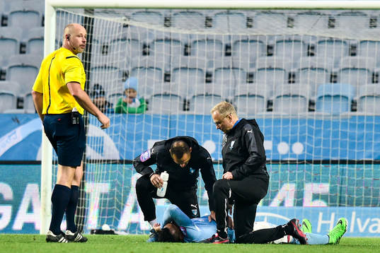 Domare Martin Hansson och Malmös skadade Luis Felipe