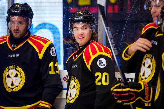 Brynäs Adam Brodecki före ishockeymatchen i SHL mellan