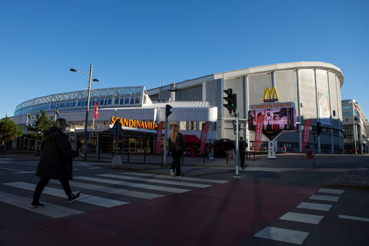 Scandinavium exteriört innan en ishockeymatch i SHL mellan