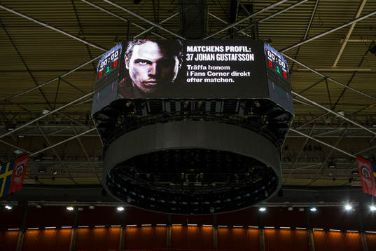 Jumbotronen i Scandinavium innan en ishockeymatch i SHL