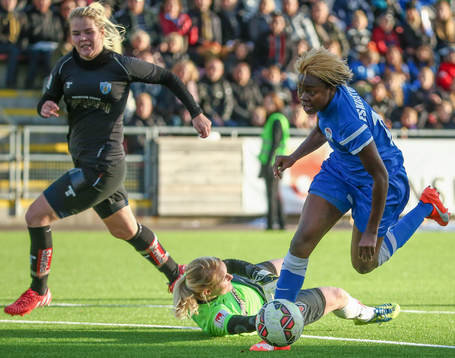 Eskilstuna Uniteds Gaelle Enganamouit förarbete till 2-0