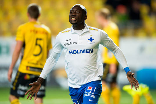 Norrköpings Alhaji Kamara jublar