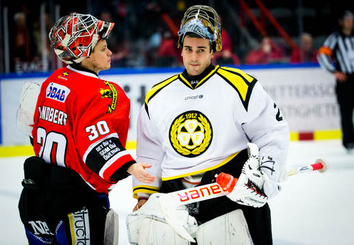 Örebros målvakt Henrik Lundberg och Brynäs målvakt