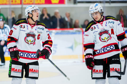 Malmö Redhawks Henrik Hetta och Nils Andersson deppar