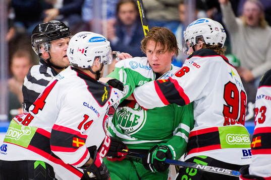 Rögles David Åslin i slagsmål med Malmö Redhawks Derek