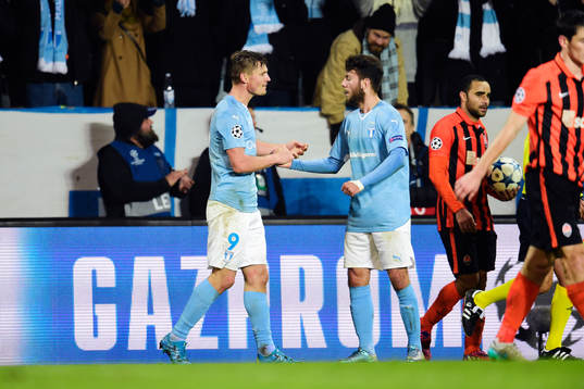 Malmö FFs  Markus Rosenberg och Erdal Rakip jublar