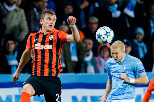 Shakhtar Donetsks Olexandr Gladkiy och Malmö FFs Anton