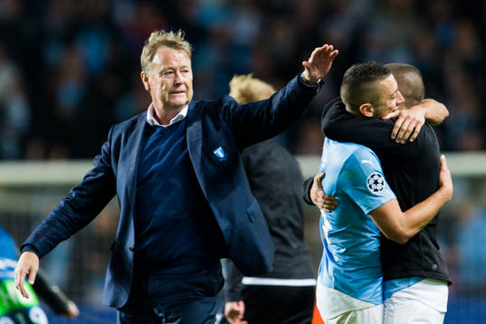 Malmö FFs tränare Åge Hareide, Nikola Djurdjic och