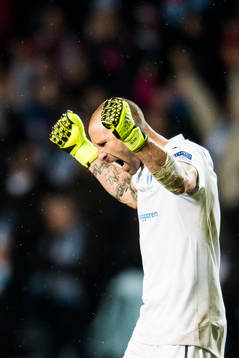 Malmö FFs  målvakt Johan Wiland jublar