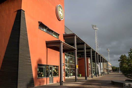 Exteriörbild på Gavlerinken Arena före ishockeymatchen i