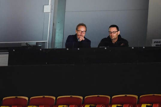 Sveriges förbundskapten Pär Mårts och Peter Popovic på