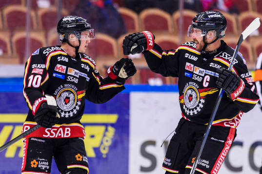 Luleås Toni Rajala och Jan Sandström jublar
