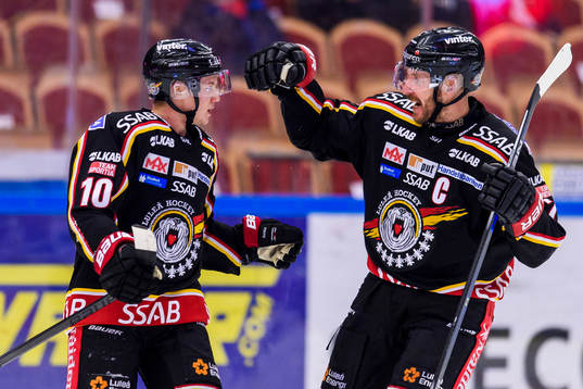 Luleås Toni Rajala och Jan Sandström jublar