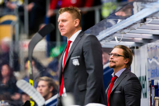 Malmö Redhawks Jesper Mattsson och tränare Björn