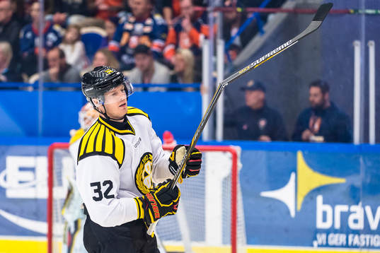 Brynäs Nick Johnson med avbruten klubba