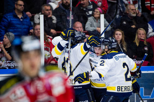 s spelare firar att Anton Bengtsson gjort 1-1