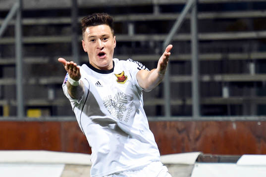Östersunds Jamie Hopcutt jublar