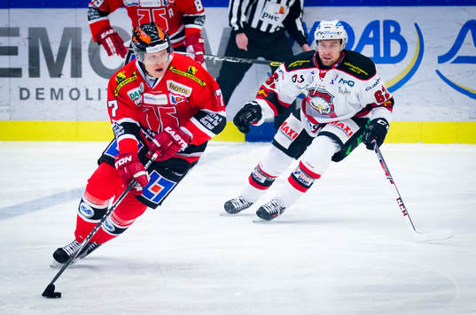 Örebros Daniel Viksten och Malmö Redhawks Jens Jakobs
