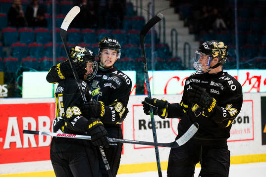 s Jesper Bratt, Malte Strömwall och AIK:s Elias Edström