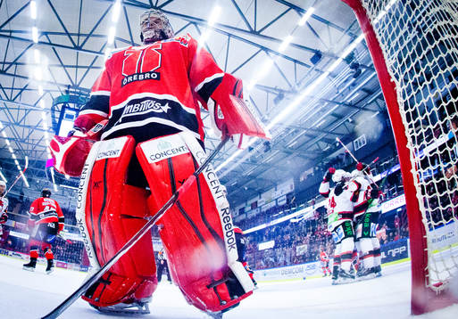 Malmö Redhawks Derek Meech gör 0-1 och med jublar Jens