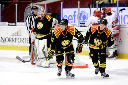 Brynäs målvakt Felix Sandström, Jesper Ollas, Jonathan