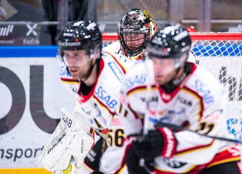 Luleås målvakt Daniel Larsson fokuserar vid en tekning