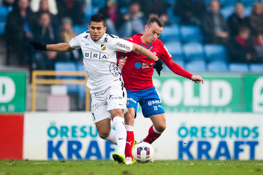 Häckens Paulo de Oliveira och Helsingborgs Anton Wede