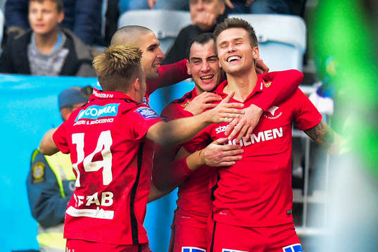 Norrköpings spelare jublar