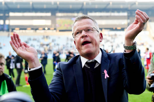 Norrköpings tränare Jan Andersson jublar