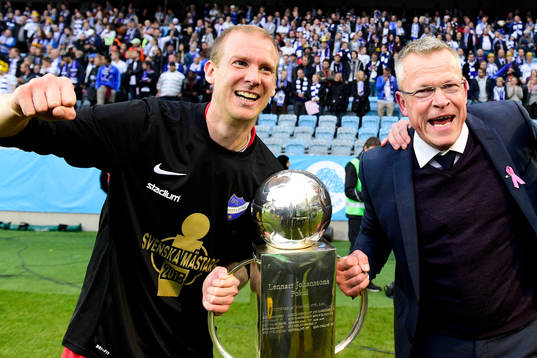 Norrköpings Andreas Johansson och tränare Jan Andersson