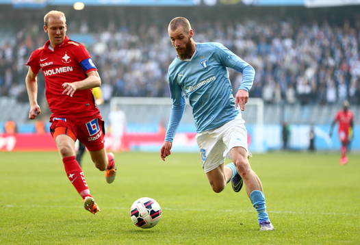 Malmö FFs Jo Inge Berget och Norrköpings Andreas Johansson