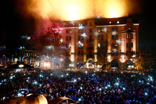 Norrköpings supporters på Tyska Torget