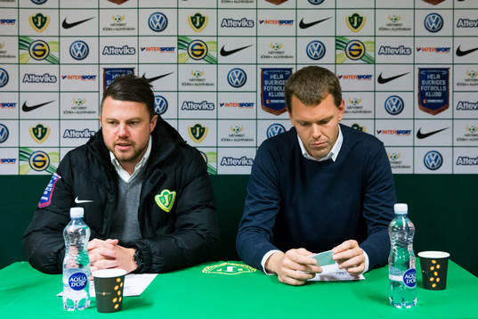 Jönköpings tränare Jimmy Thelin och Utsiktens tränare