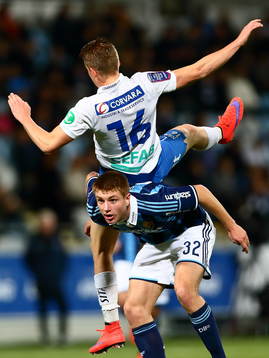 Djurgårdens Michael Jahn och Norrköpings Joel Enarsson