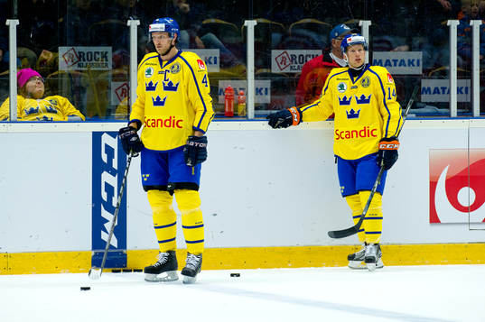 Sveriges Staffan Kronwall och Richard Gynge
