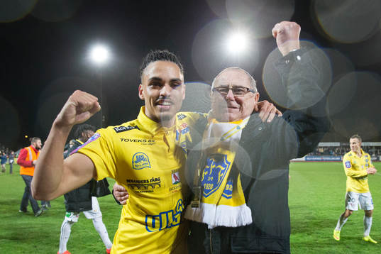 Falkenbergs Alexander Jakobsen och ordförande Lars-Eric