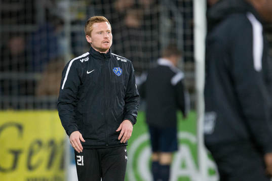 Falkenbergs Dan Keat före fotbollsmatchen och kval till