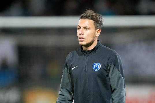 Falkenbergs Alexander Jakobsen före fotbollsmatchen och
