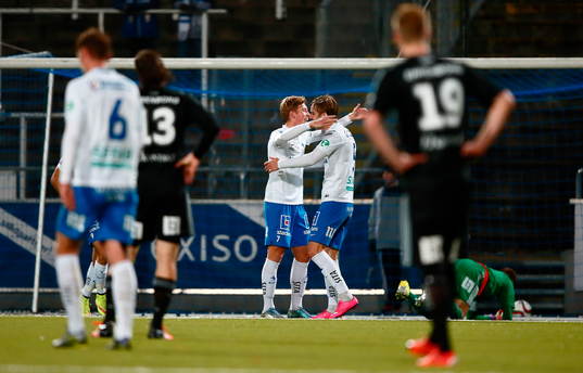 Norrköpings Alexander Fransson och Christoffer Nyman jublar