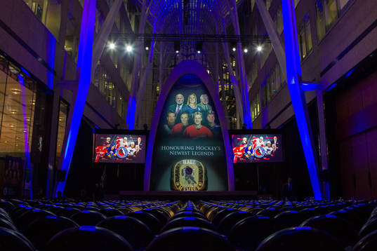 The Ice Hockey Hall of Fame stage at the induction ceremony