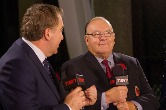 Scotty Bowman being interviewed