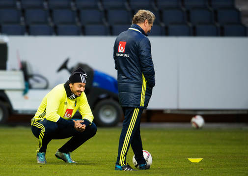 Zlatan Ibrahimovic och förbundskapten Erik Hamrén