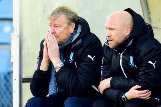 Malmös tränare Åge Hareide och assisterande tränare